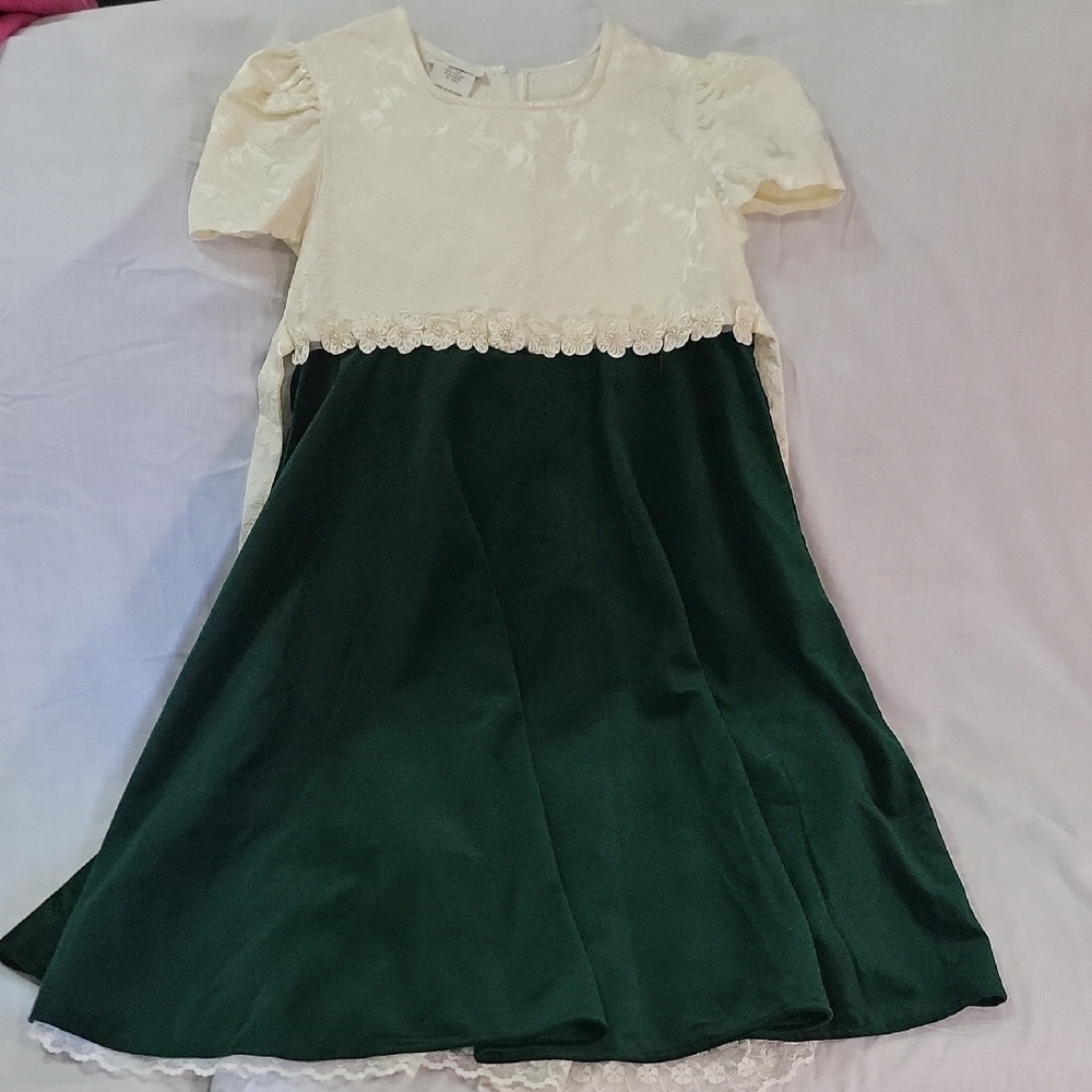 Bonnie Jean Cream Puff Sleeve A-Line Dress